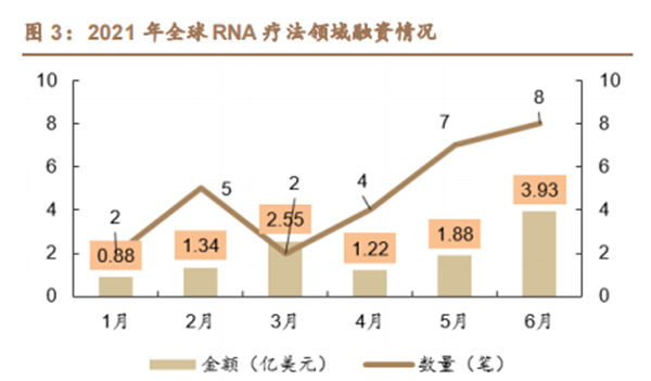 2021 年全球 RNA 療法領域融資情況