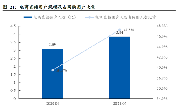 電商直播用戶(hù)規(guī)模及占網(wǎng)購(gòu)用戶(hù)比重