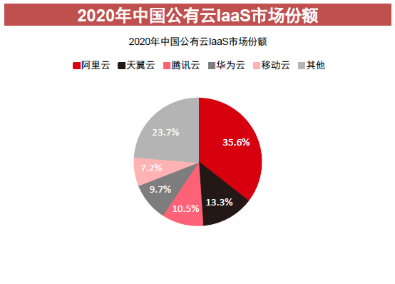 2020年中國公有云IaaS市場份額