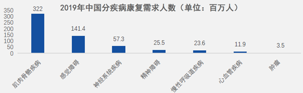 2019年中國分疾病康復需求人數