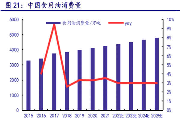 中國食用油消費量