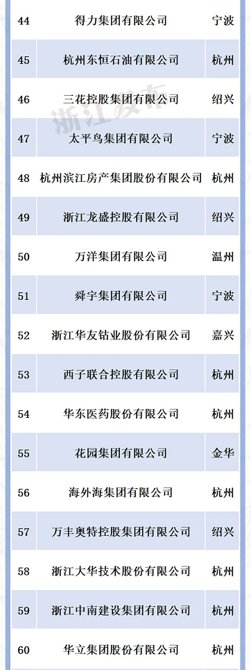 浙江省民營企業100強