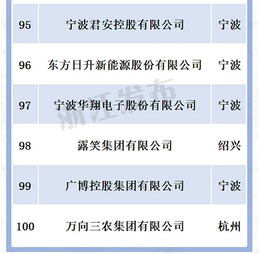 浙江省民營企業100強